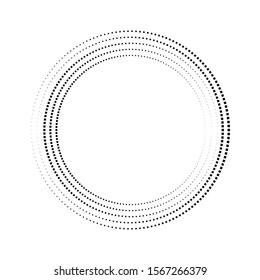 Halftone dots . Tiny squares in circle form. round logo . vector dotted frame . design element