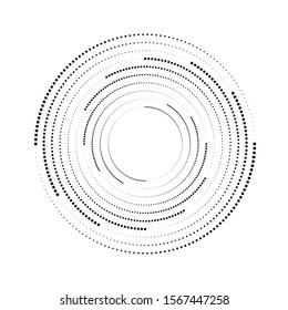 Halftone dots. tiny squares in circle form. round logo . vector dotted frame . design element