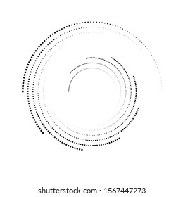 Halftone dots. tiny squares in circle form. round logo . vector dotted frame . design element