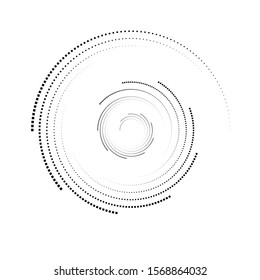 Halftone dots. tiny squares in circle form. round logo . vector dotted frame . design element