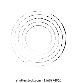 Halftone dots. tiny squares in circle form. round logo . vector dotted frame . design elemen