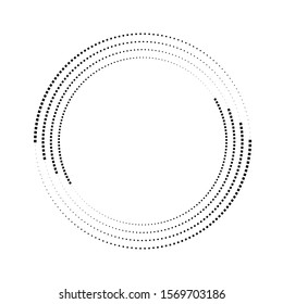 Halftone dots, Tiny squares in circle form. round logo . vector dotted frame . design element