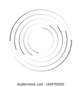 Halftone dots, Tiny squares in circle form. round logo . vector dotted frame . design element