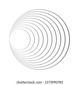 Halftone dots. tiny squares in circle form. round logo . vector dotted frame . design elemen