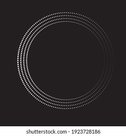 Halftone dots, Tiny squares in circle form. round logo . vector dotted frame . design element