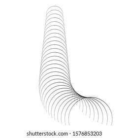 Halftone dots. tiny squares in tunnel form. round logo . vector dotted frame pipe . tube design element