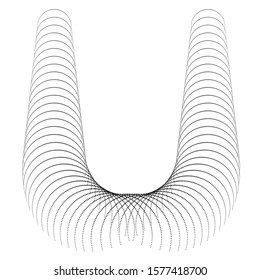 Halftone dots. tiny squares in tunnel form. round logo . vector dotted frame pipe . tube design element