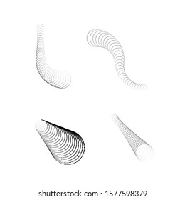Halftone dots. tiny squares in tunnel form. round logo . vector dotted frame pipe . tube design element