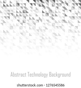 Halftone dots triangles gradient pattern. Background using halftone circles texture. Grunge backdrop. Technology design element. Vector illustration. 