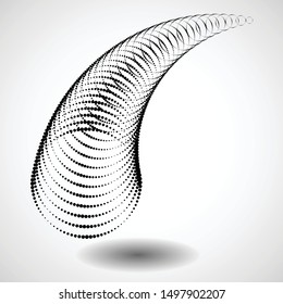 Halftone dots in tunnel form. round logo . vector dotted frame pipe . tube design element