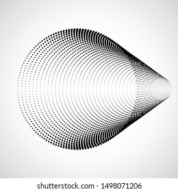 Halftone dots in tunnel form. round logo . vector dotted frame pipe . tube design element