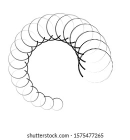 Halftone dots in tunnel form. round logo . vector dotted frame pipe . tube design element