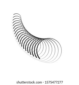 Halftone dots in tunnel form. round logo . vector dotted frame pipe . tube design element