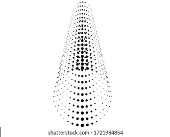 Halftone dots in tunnel form. round logo . vector dotted frame pipe . tube design element