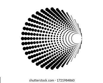 Halftone dots in tunnel form. round logo . vector dotted frame pipe . tube design element