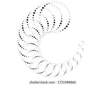 Halftone dots in tunnel form. round logo . vector dotted frame pipe . tube design element