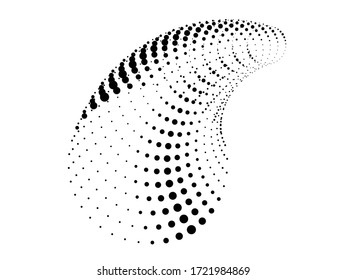 Halftone dots in tunnel form. round logo . vector dotted frame pipe . tube design element