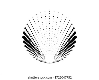 Halftone dots in tunnel form. round logo . vector dotted frame pipe . tube design element
