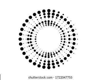 Puntos de semitono en forma de túnel. logo circular . tubo de trama con puntos vectoriales. elemento de diseño de tubo
