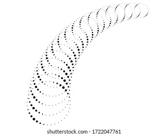Halftone dots in tunnel form. round logo . vector dotted frame pipe . tube design element