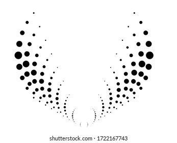 Halftone dots in tunnel form. round logo . vector dotted frame pipe . tube design element