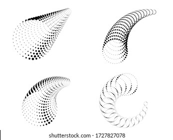 Halftone dots in tunnel form. round logo . vector dotted frame pipe . tube design element