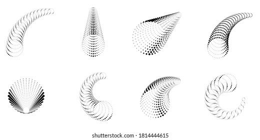 Halftone dots in tunnel form. round logo . vector dotted frame pipe . tube design element