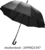Halftone dots in varying stripes illustrate a grayscale umbrella.