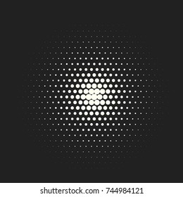 Halftone dots. Vector black and white circles halftone background. Geometric vintage monochrome fade wallpaper. MInimal abstract graphic backdrop. Pop art print. Dotted geometric retro pattern.