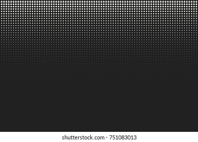 Halftone dots. Vector black and white circles halftone background. Geometric vintage monochrome fade wallpaper. MInimal abstract graphic backdrop. Pop art print. Dotted geometric retro pattern.