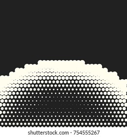 Halftone dots. Vector black and white circles halftone background. Geometric vintage monochrome fade wallpaper. MInimal abstract graphic backdrop. Pop art print. Dotted geometric retro pattern.