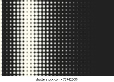 Halftone dots. Vector black and white circles halftone background. Geometric vintage monochrome fade wallpaper. MInimal abstract graphic backdrop. Pop art print. Dotted geometric retro pattern.