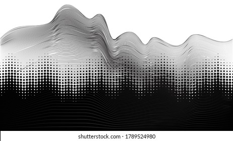 Halftone Dots Vector Equalizer . Abstract  Music Wave Sound Background . 