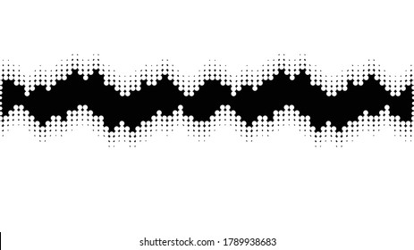 Halftone dots vector equalizer . Sound waves . Abstract music background .