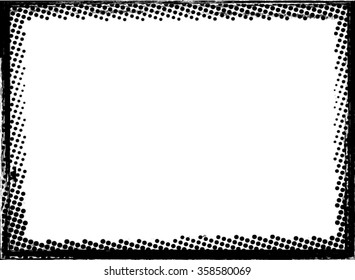 halftone dots .Vector Frame.  rectangle for image. distress texture . Grunge Black and White border picture . 