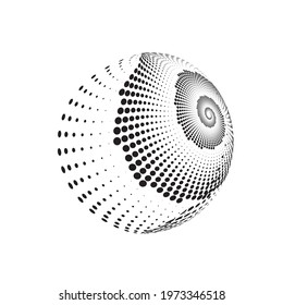 halftone dots vector illustration in circle on white 