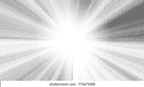 halftone dots vector illustration as zoom light speed for background