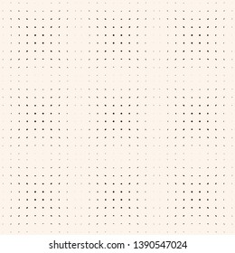Halftone dots vector seamless pattern. Abstract minimalist monochrome dotted geometric texture with small circles in square form. Black and white minimal background, transition effect. Modern design
