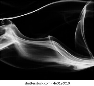 Halftone dots vector smoke on a black background