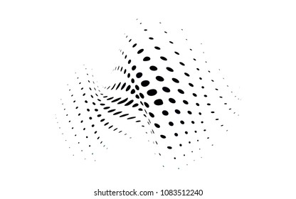 halftone dots wave background, vector illustraion, black and white
