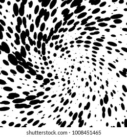 Halftone dots wavy chaos stain overlay digonal texture for your design. Grunge distressed artistic background. EPS10 vector.