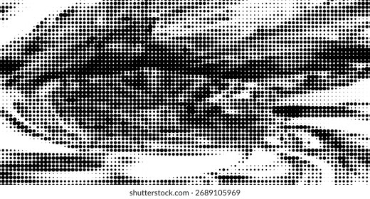 Fondo de textura grunge de gradiente de patrón de color blanco y negro con puntos de semitono. Ilustración vectorial de estilo deportivo de cómic de arte pop de punto