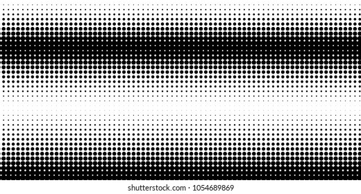 Halftone dots. White and black geometric gradient for pop art designs. Geometric vintage monochrome fade wallpaper. Pop art print. Dotted geometric retro pattern. Comic halftone background.