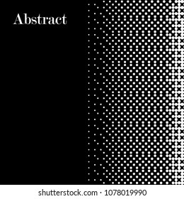 Halftone dots. White and black geometric gradient for pop art designs. Geometric vintage monochrome fade wallpaper. Pop art print. Dotted geometric retro pattern. Comic halftone background.
