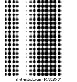 Halftone dots. White and black geometric gradient for pop art designs. Geometric vintage monochrome fade wallpaper. Pop art print. Dotted geometric retro pattern. Comic halftone background.