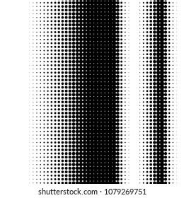 Halftone dots. White and black geometric gradient for pop art designs. Geometric vintage monochrome fade wallpaper. Pop art print. Dotted geometric retro pattern. Comic halftone background.