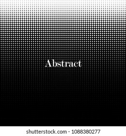 Halftone dots. White and black geometric gradient for pop art designs. Geometric vintage monochrome fade wallpaper. Pop art print. Dotted geometric retro pattern. Comic halftone background.