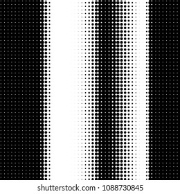 Halftone dots. White and black geometric gradient for pop art designs. Geometric vintage monochrome fade wallpaper. Pop art print. Dotted geometric retro pattern. Comic halftone background.