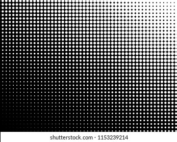 Halftone dots. White and black geometric gradient for pop art designs. Geometric vintage monochrome fade wallpaper. Pop art print. Dotted geometric retro pattern. Comic halftone background.