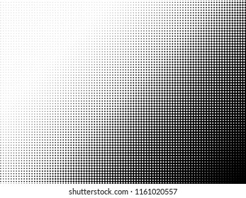 Halftone dots. White and black geometric gradient for pop art designs. Geometric vintage monochrome fade wallpaper. Pop art print. Dotted geometric retro pattern. Comic halftone background.